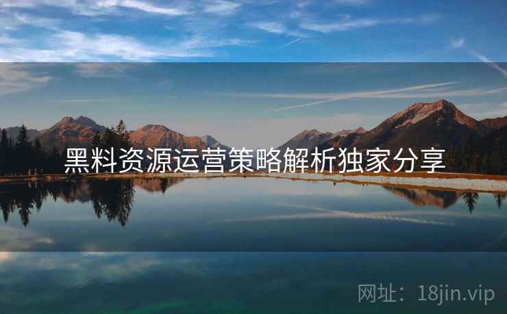 黑料资源运营策略解析独家分享